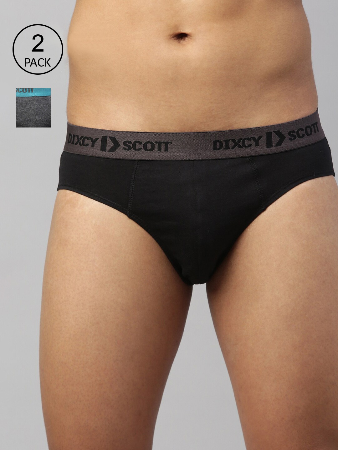 

DIXCY SCOTT MAXIMUS Men Pack Of 2 Solid Pure Cotton Basic Briefs MAXB-002-RAPID BRIEF-P2, Black