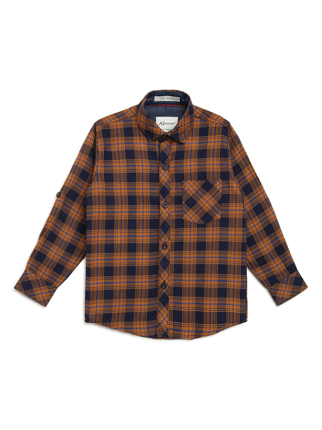 

Aj DEZInES Boys Orange Comfort Tartan Checks Checked Casual Shirt