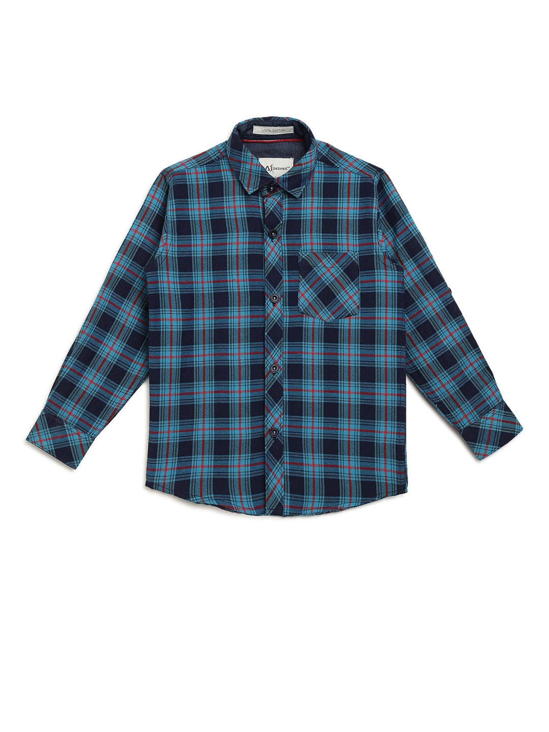 

Aj DEZInES Boys Turquoise Blue Comfort Tartan Checks Checked Casual Shirt