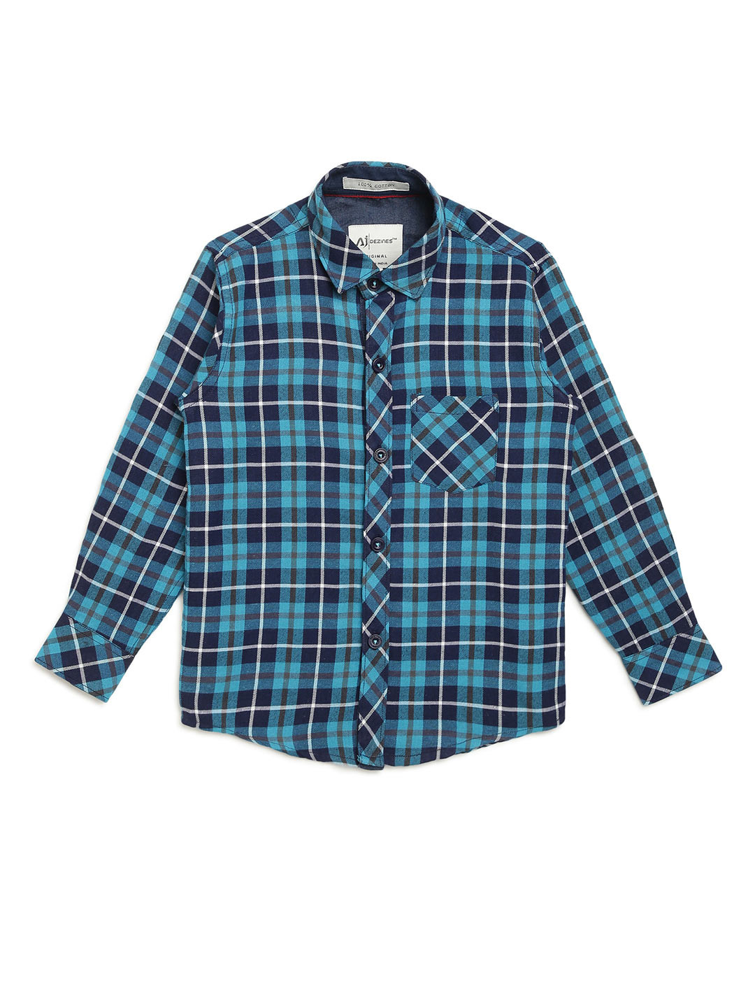 

Aj DEZInES Boys Turquoise Blue Comfort Tartan Checks Checked Casual Shirt