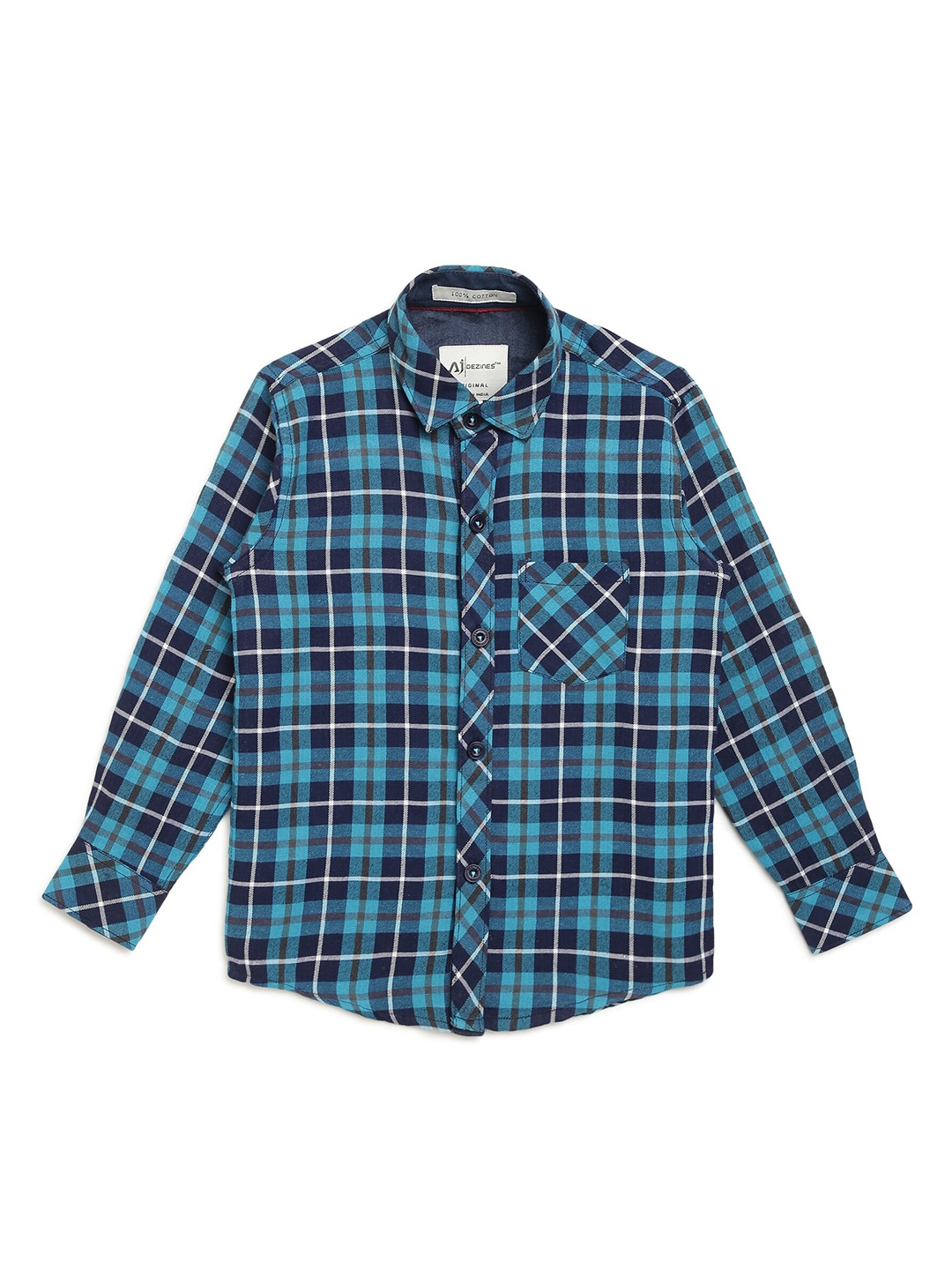 

Aj DEZInES Boys Turquoise Blue Comfort Tartan Checks Checked Casual Shirt