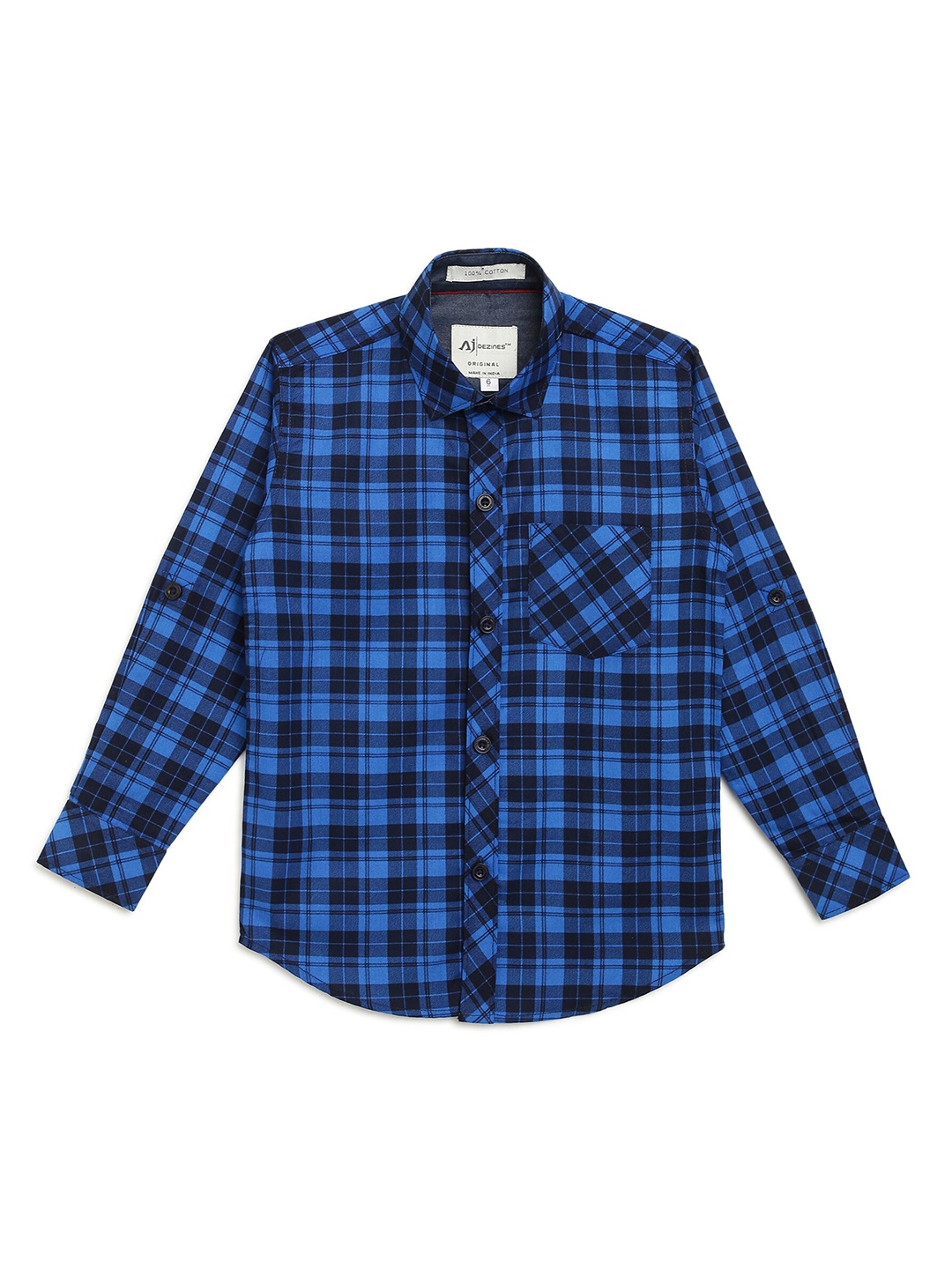 

Aj DEZInES Boys Blue Comfort Checked Casual Shirt