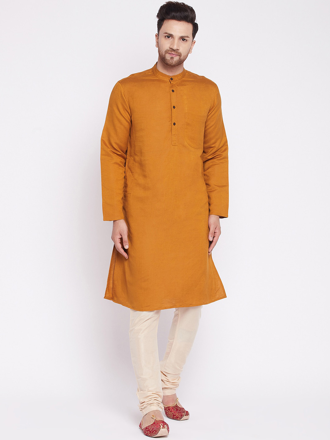 

even Men Brown Thread Work Kurta