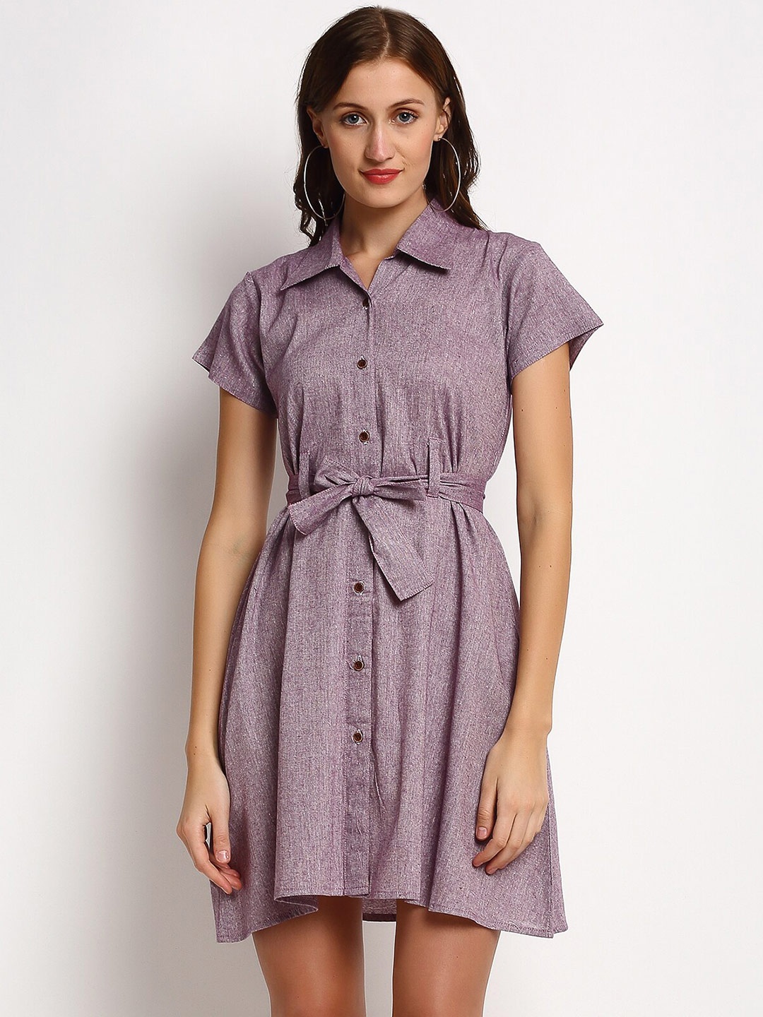 

Enchanted Drapes Purple Checked Shirt Dress