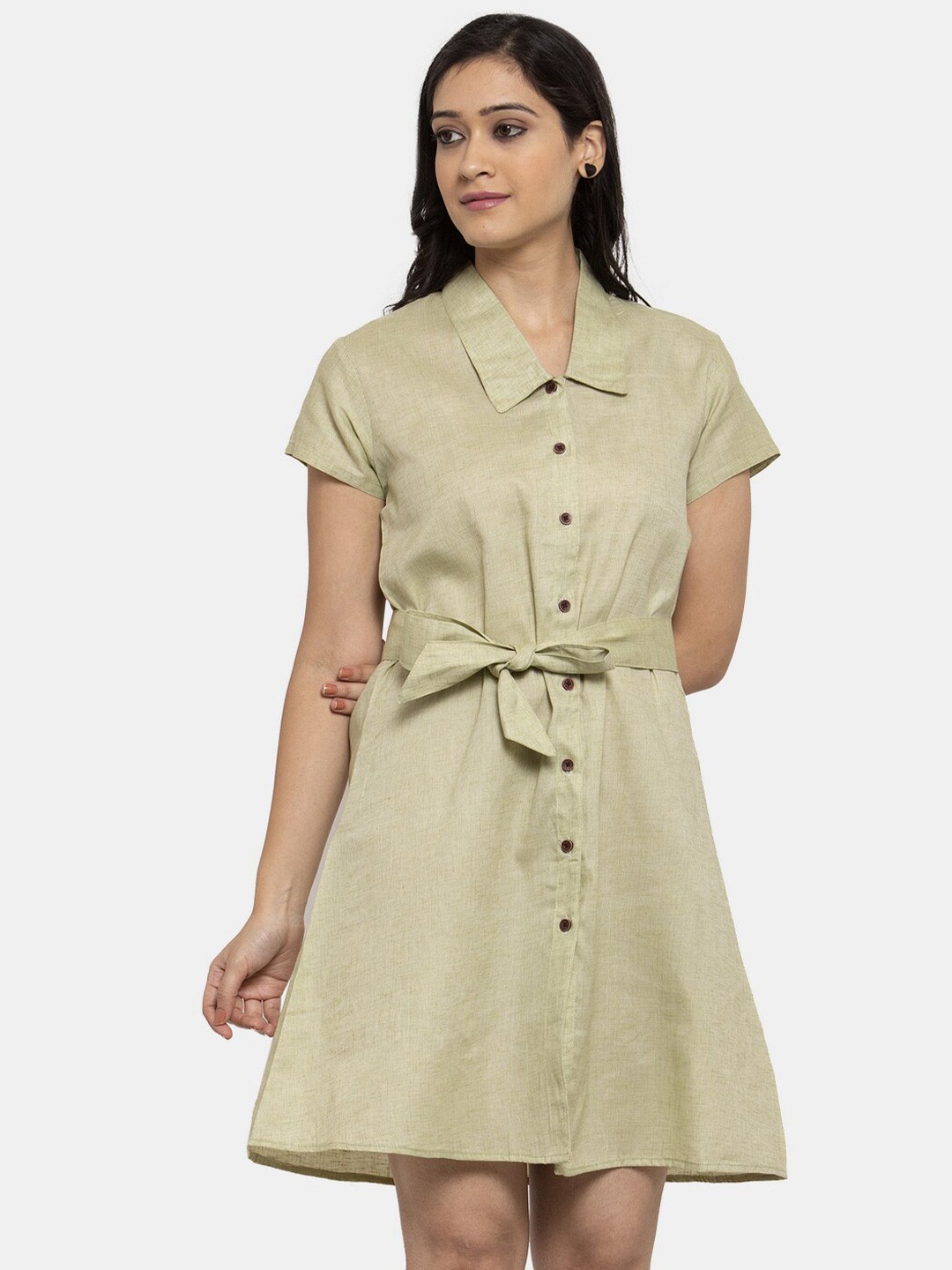 

Enchanted Drapes Green Shirt Dress