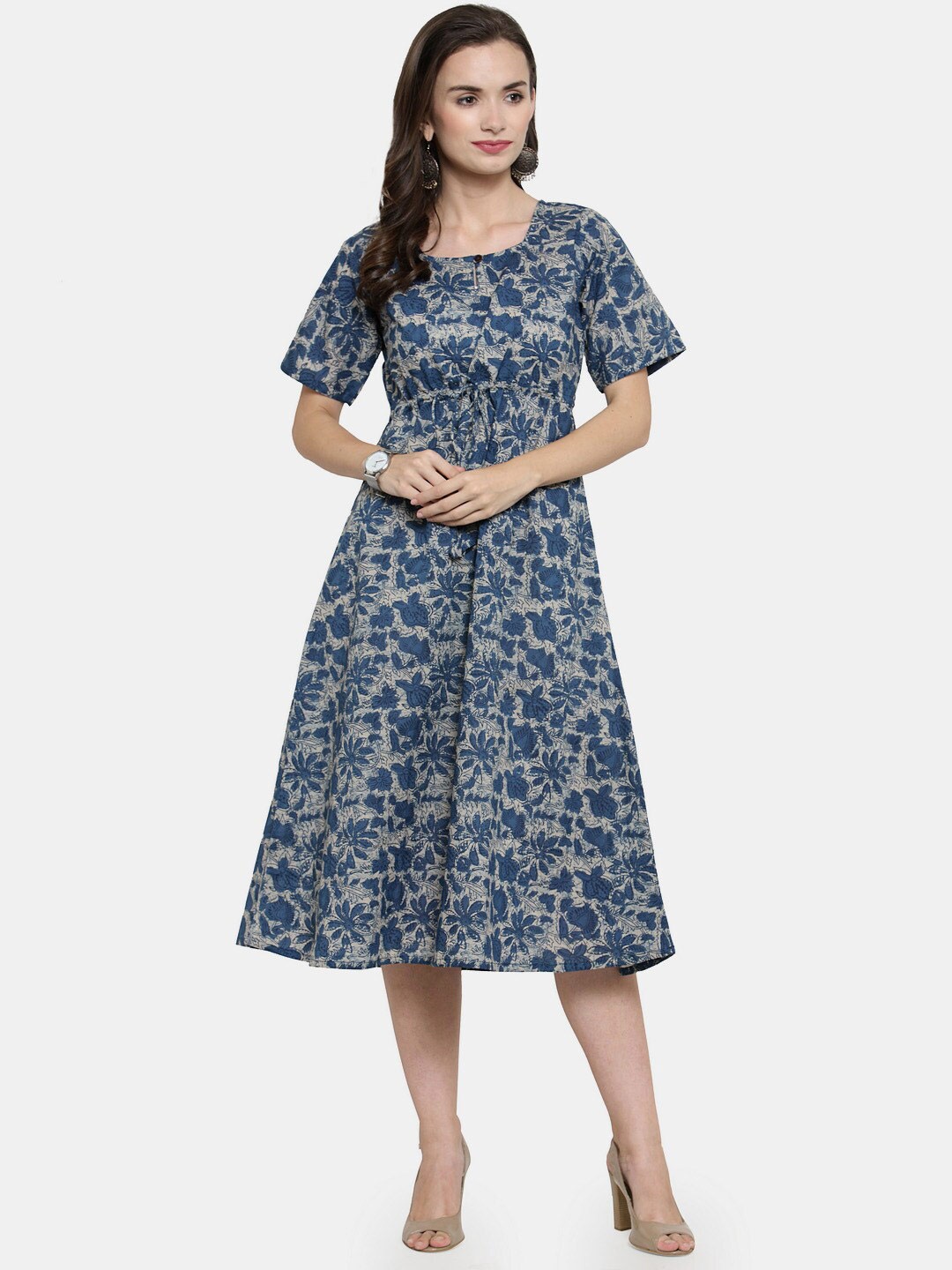 

Enchanted Drapes Blue Floral Midi Dress