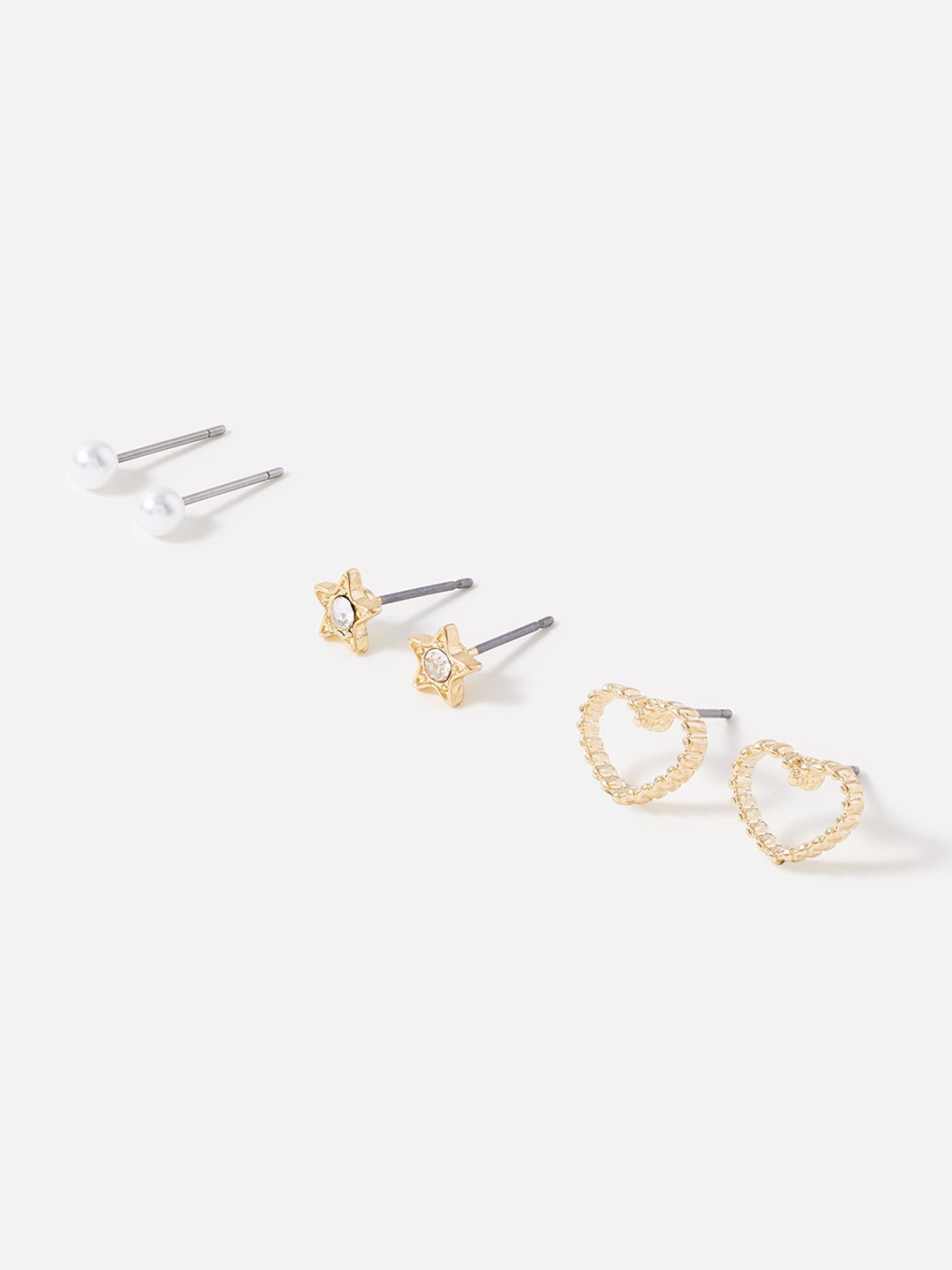 

Accessorize London Women Set Of 3 Stud Earrings, Gold