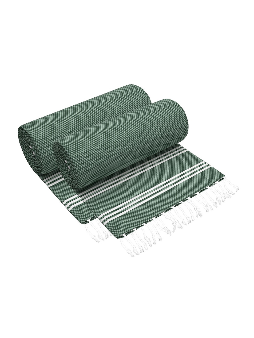 

Story@home Set Of 2 Green & White Printed Pure Cotton 200 GSM Bath Towel