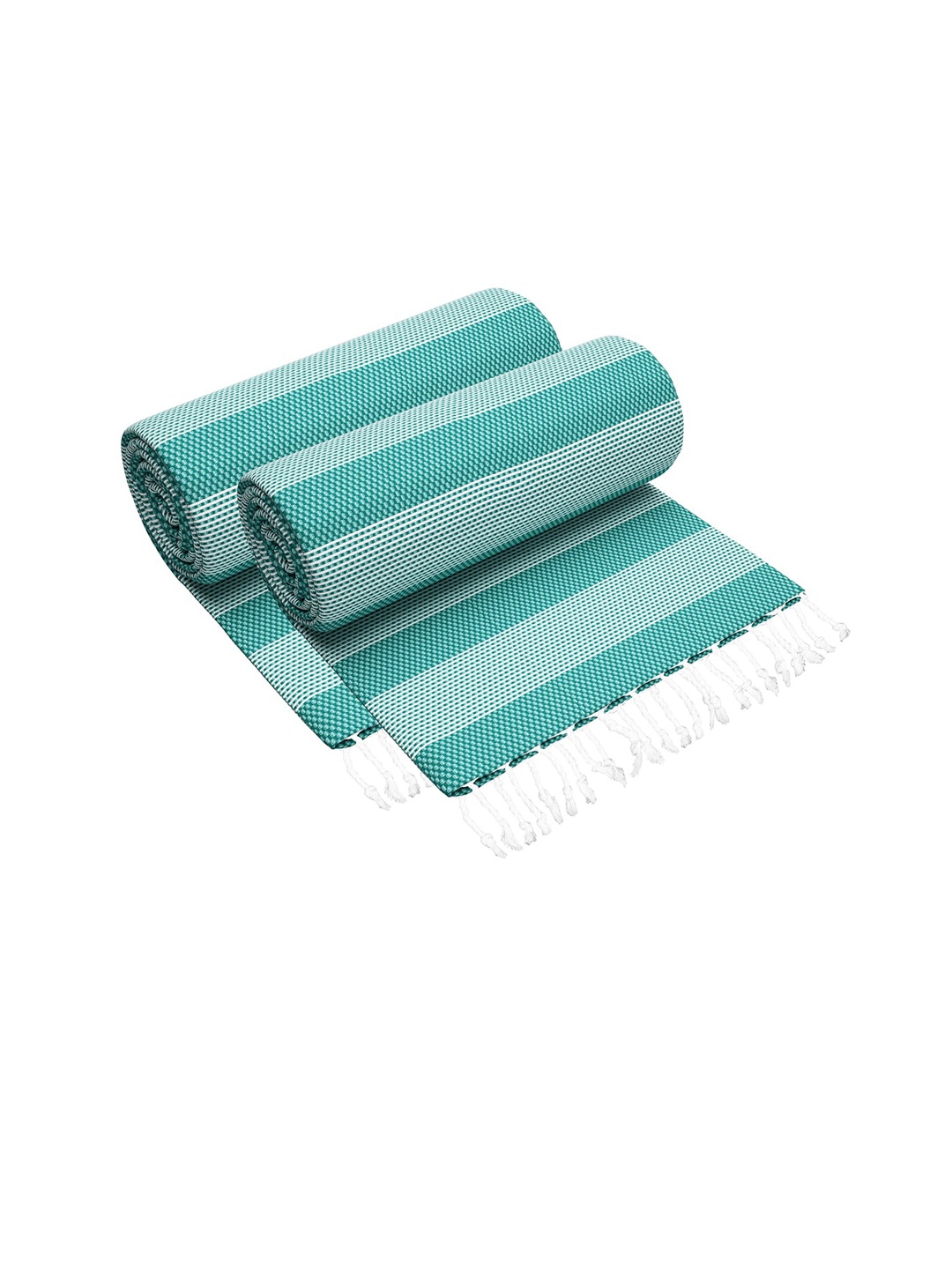 

Story@home Set Of 2 Teal & White Printed 200 GSM Cotton Bath Towels