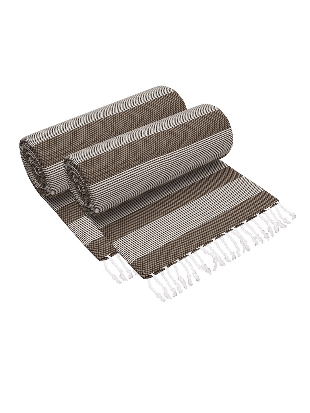 

Story@home Brown Pack of 2 Striped 200 GSM Cotton Bath Towel
