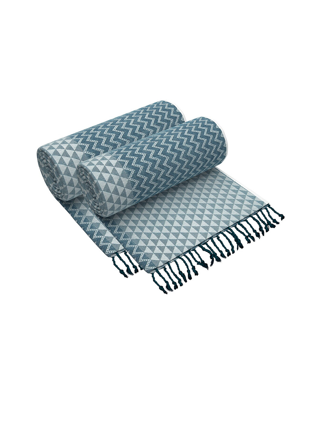 

Story@home Pack of 2 Blue & White 200 GSM Pure Cotton Bath Towels