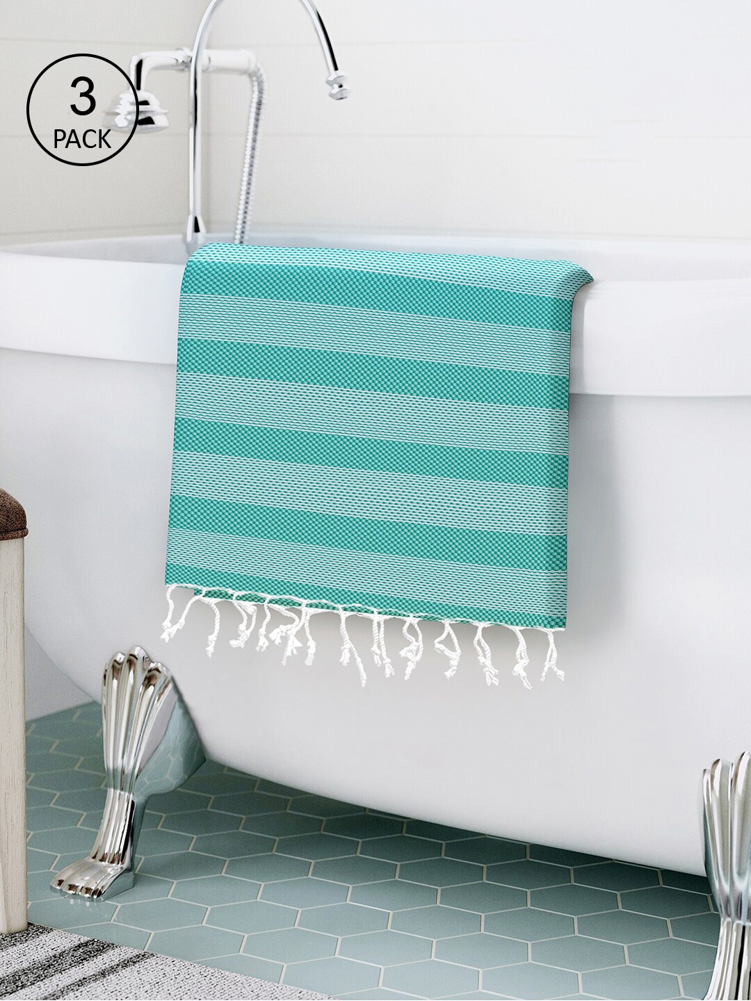 

Story@home Teal Pack of 3 Bath Towel