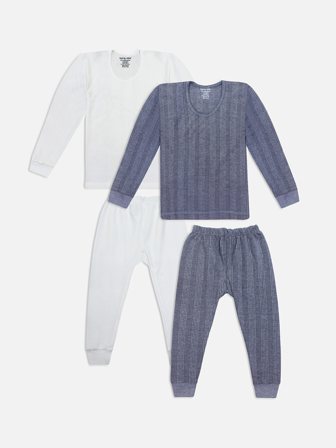 

Miss & Chief Kids Pack Of 2 Solid Thermal Set, Off white