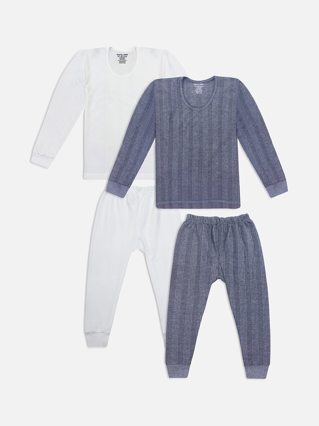 

Miss & Chief Kids Off-White & Blue Pack of 2 Ribbed Thermal Set