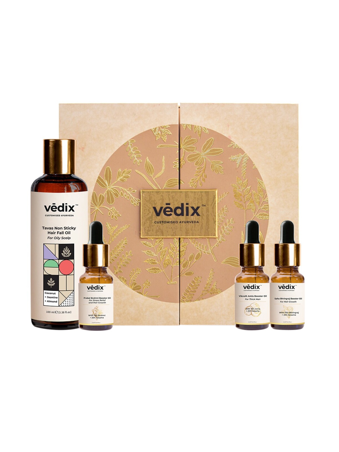 

VEDIX Customized Ayurvedic Anti Hair Fall Oil Combo-4 Pieces, Transparent