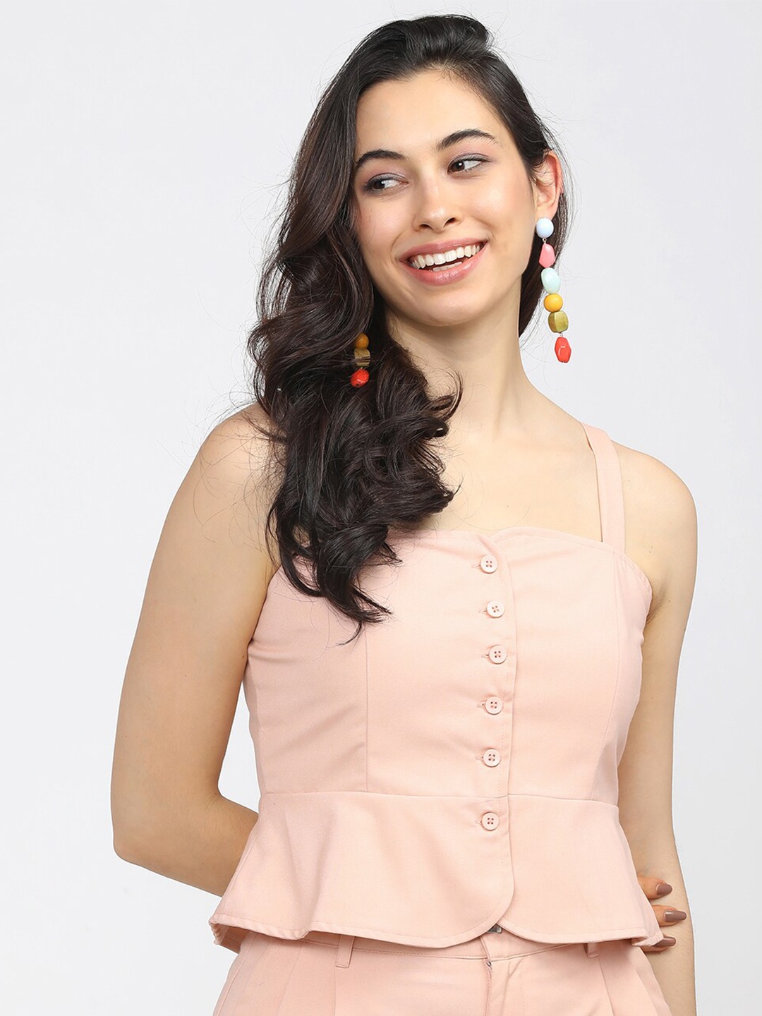 

Tokyo Talkies PeachColoured Peplum Top, Peach