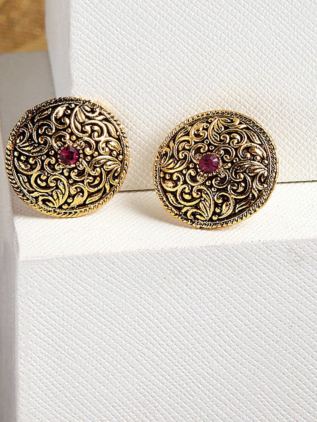

PANASH Gold-Toned Circular Studs Earrings
