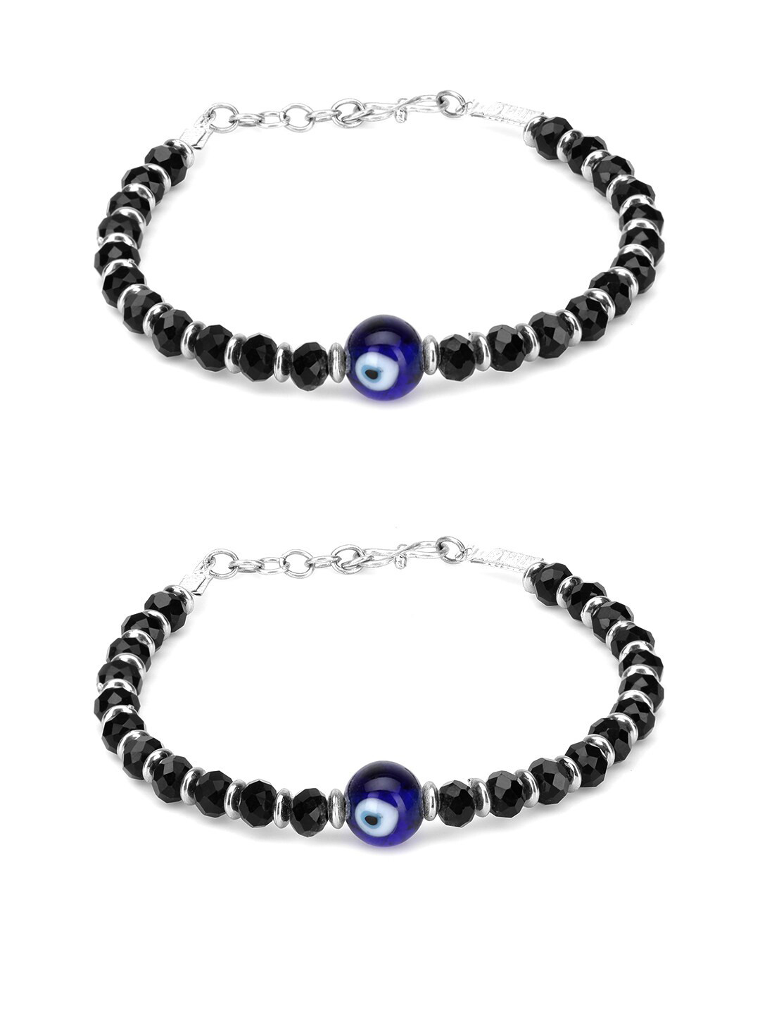 

Yellow Chimes Women Pack Of 2 Black Beaded Stretchable Couple Bracelet