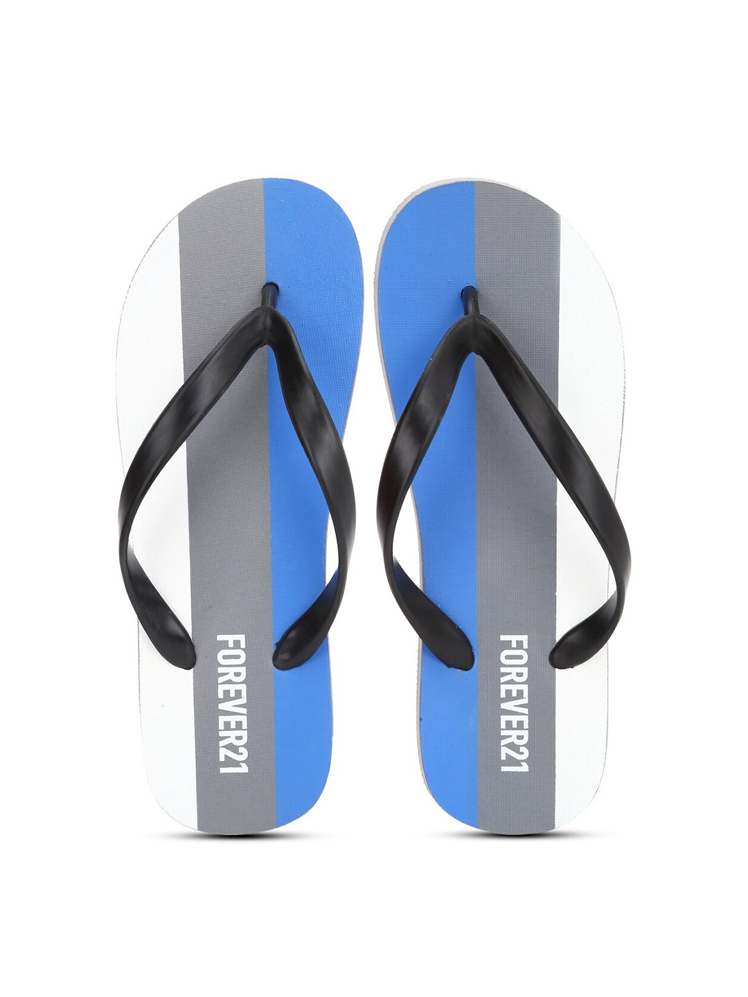 

FOREVER 21 Men Blue & Grey Colourblocked Rubber Thong Flip-Flops