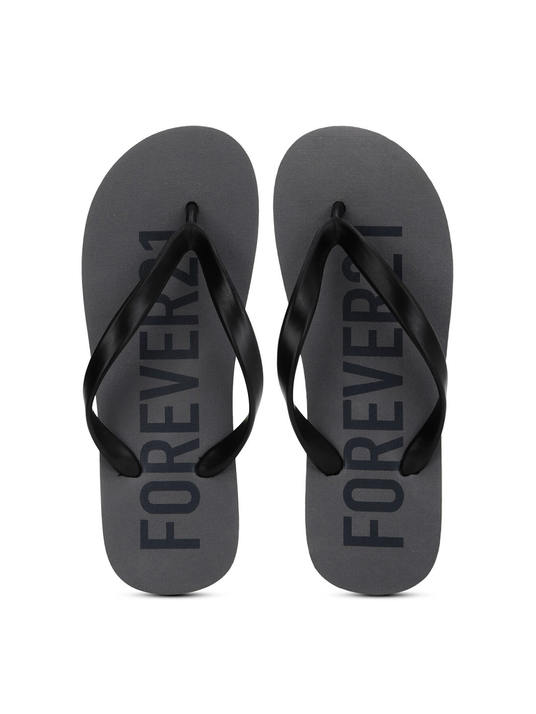 

FOREVER 21 Men Black & Green Printed Rubber Thong Flip-Flops