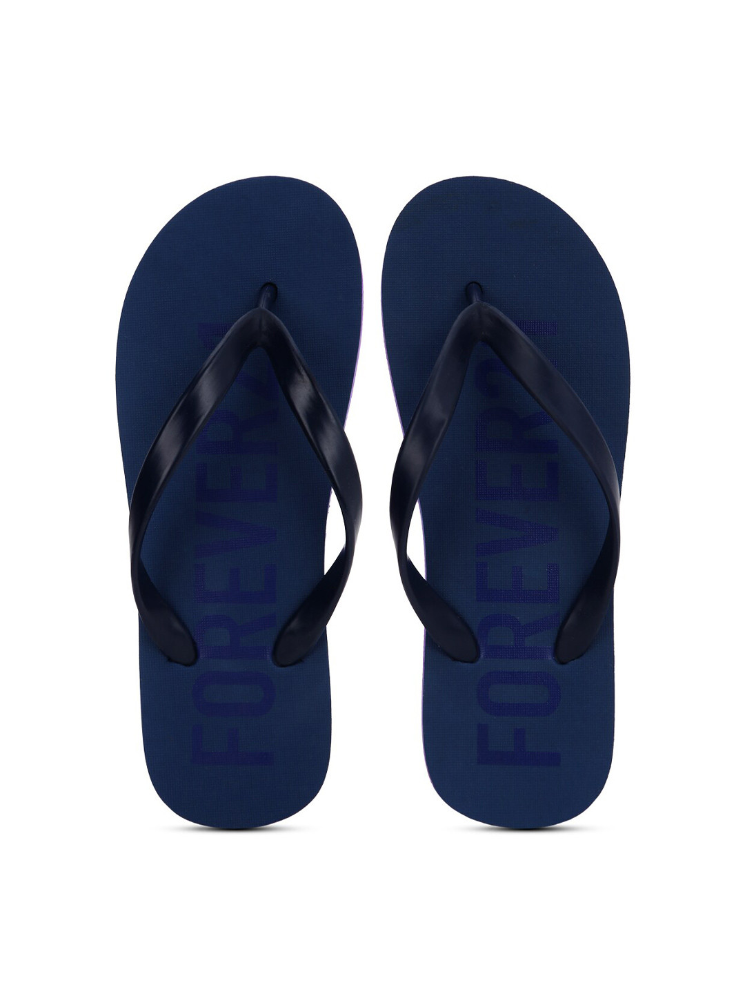 

FOREVER 21 Men Blue & Black Printed Rubber Thong Flip-Flops