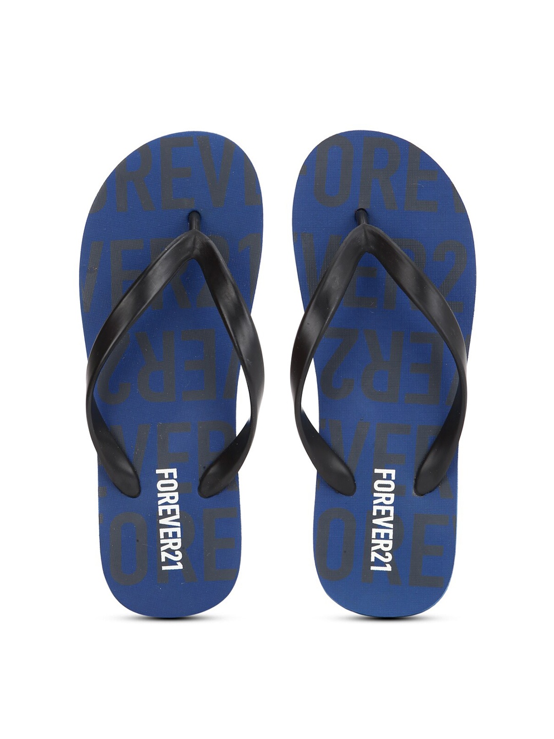 

FOREVER 21 Men Blue & Black Printed Thong Flip-Flops