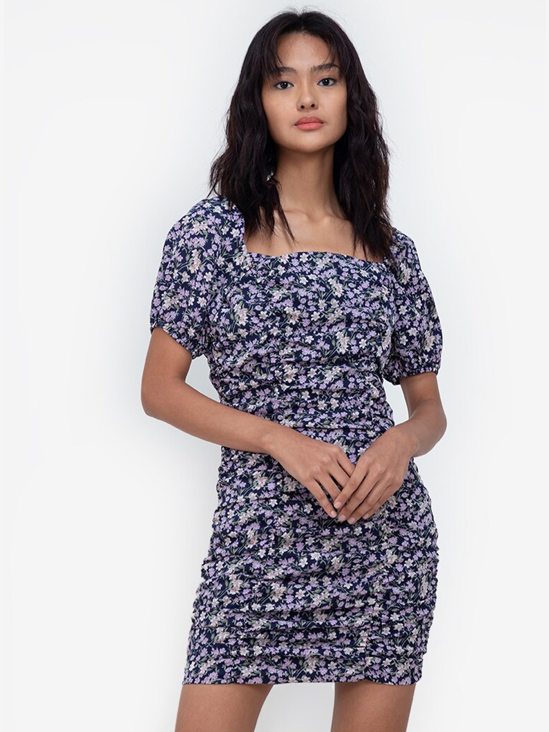 ZALORA BASICS Multicoloured Floral Bodycon Mini Dress, Multi