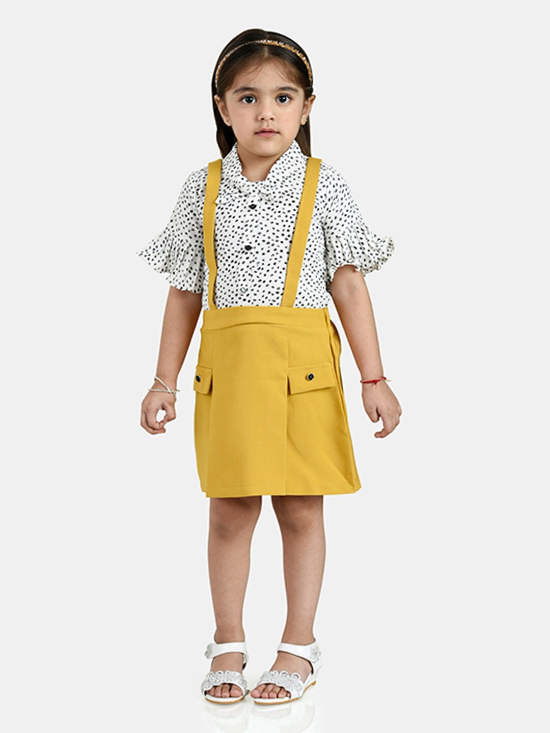 

Peppermint Mustard Yellow Crepe Pinafore Dress