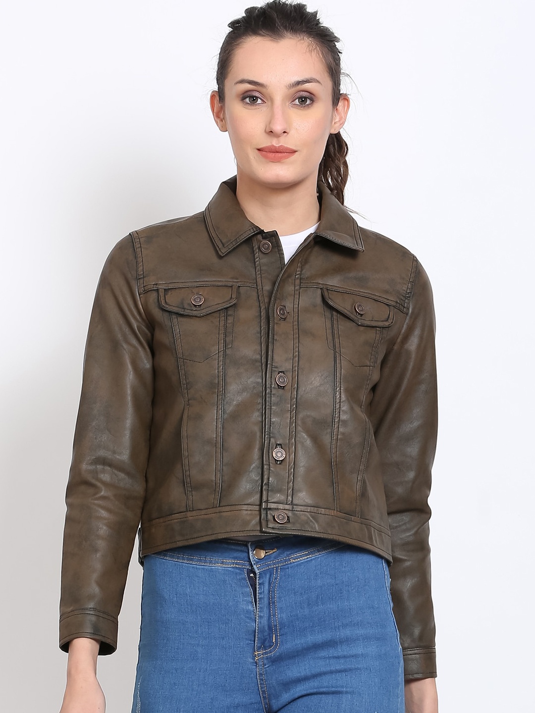 

Justanned Women Tan Brown Lightweight Crop Outdoor Leather Jacket