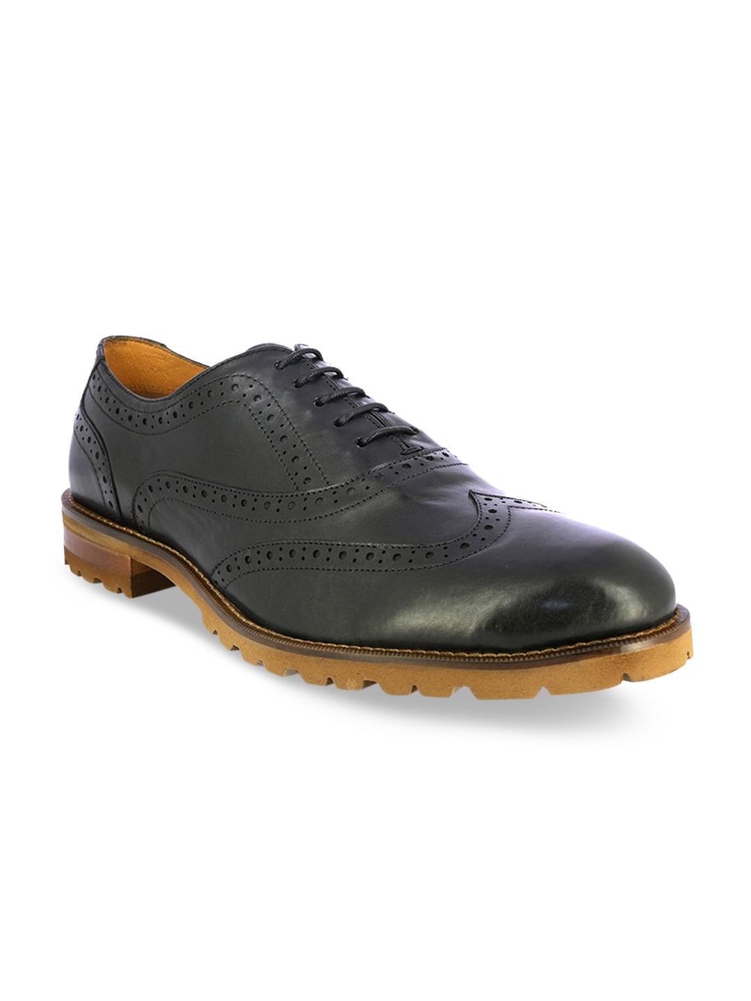 

Alberto Torresi Men Black Solid Genuine Leather Formal Brogues