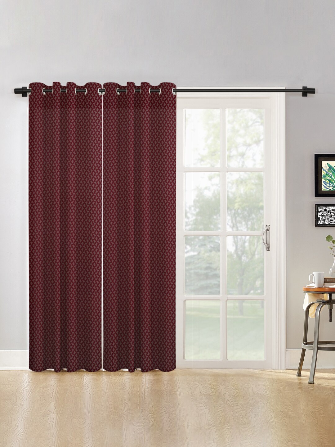

HOSTA HOMES Maroon Set of 2 Long Door Curtain