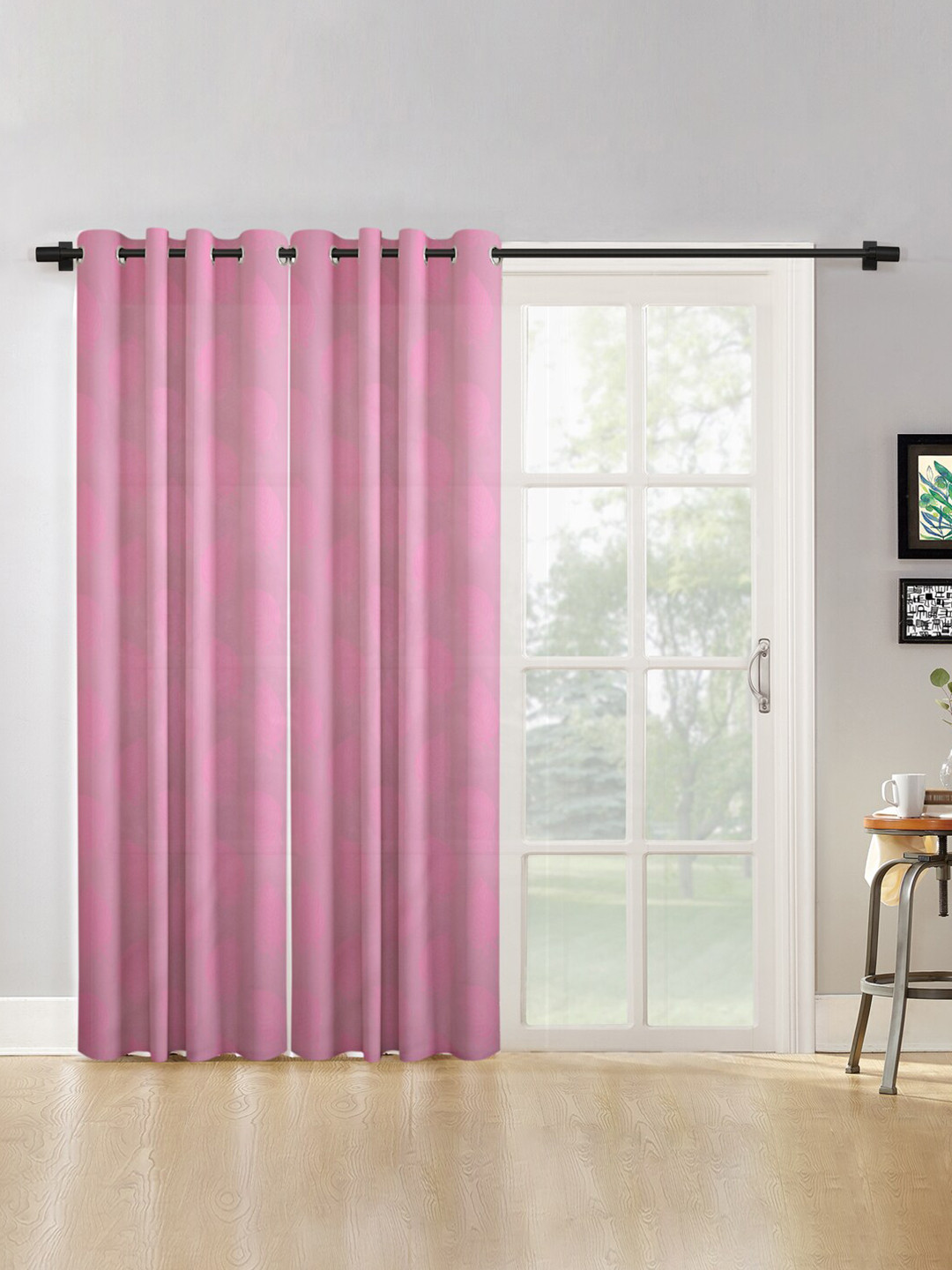 

HOSTA HOMES Pink Set of 2 Floral Long Door Curtain