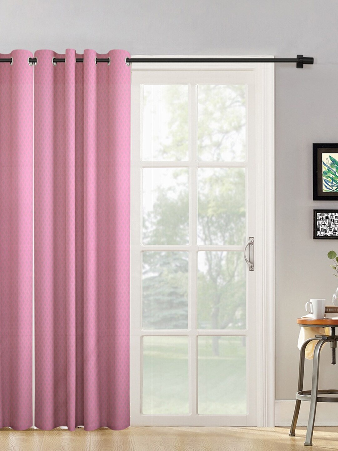 

HOSTA HOMES Pink Geometric Long Door Curtain