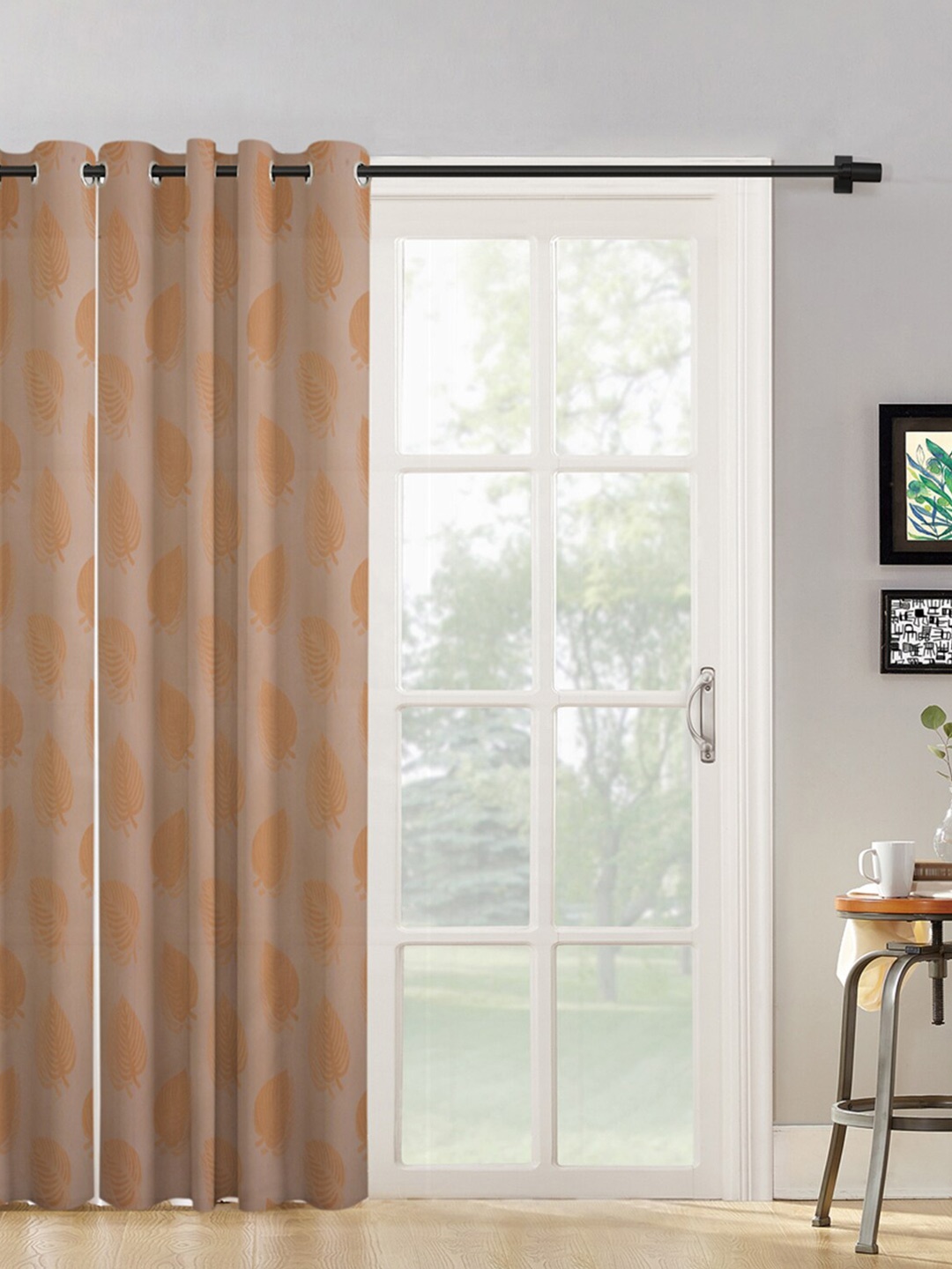 

HOSTA HOMES Brown Floral Long Door Curtain