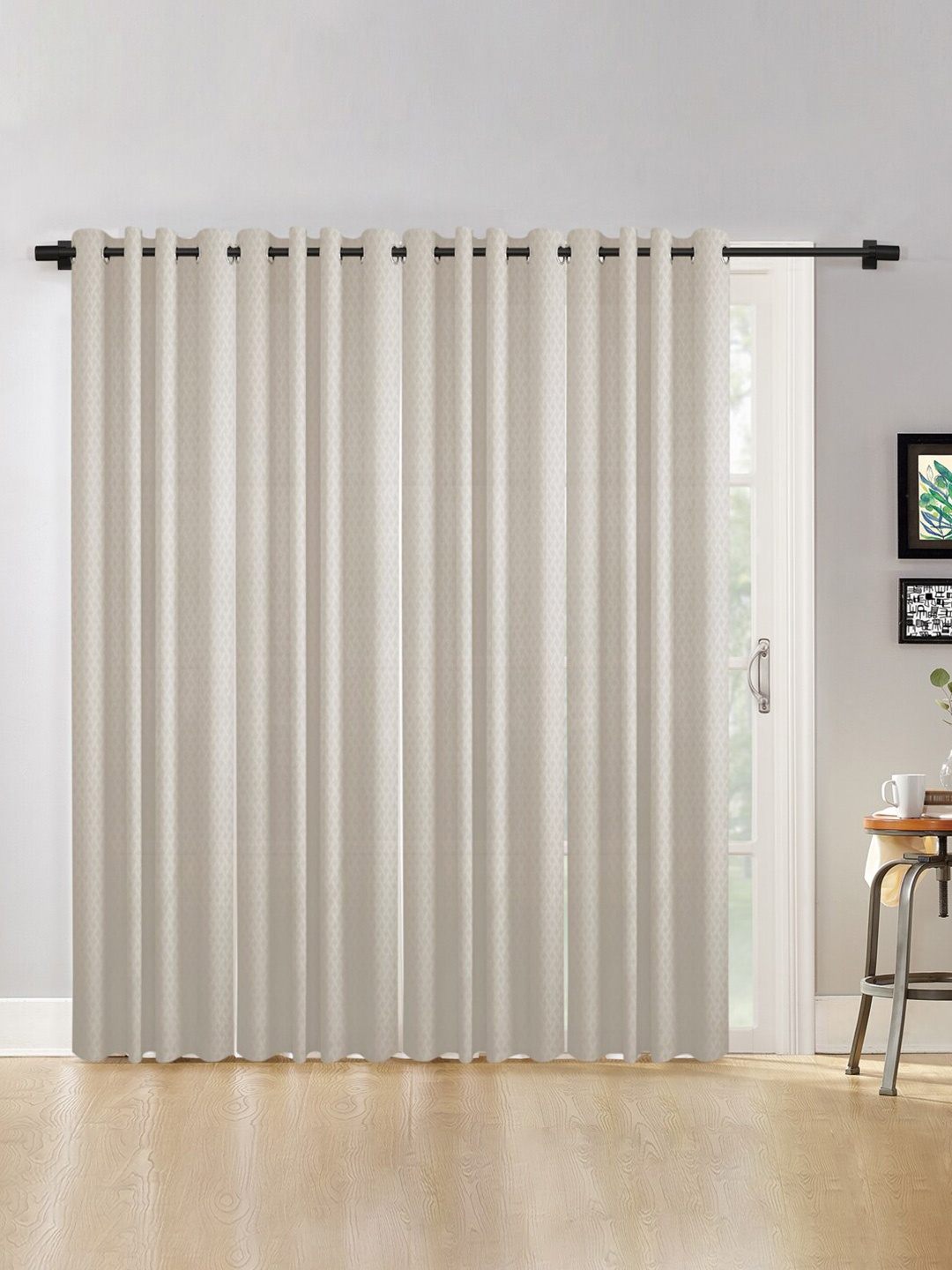 

HOSTA HOMES Set Of 4 Cream-Coloured Long Door Curtain
