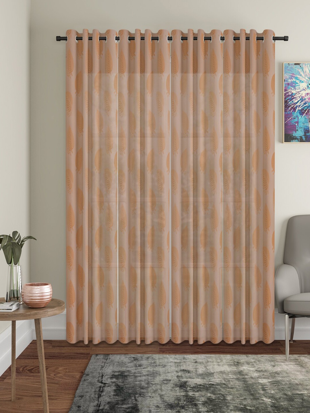 

HOSTA HOMES Pack Of 4 Brown Self Design Door Curtain