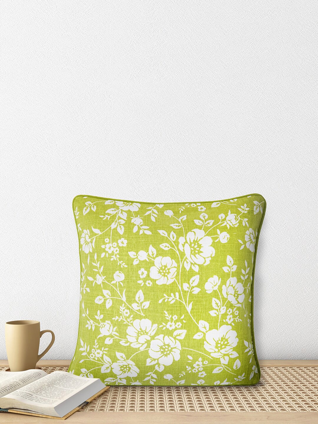 

Living scapes by Pantaloons Green & White Floral Square Cushion Covers
