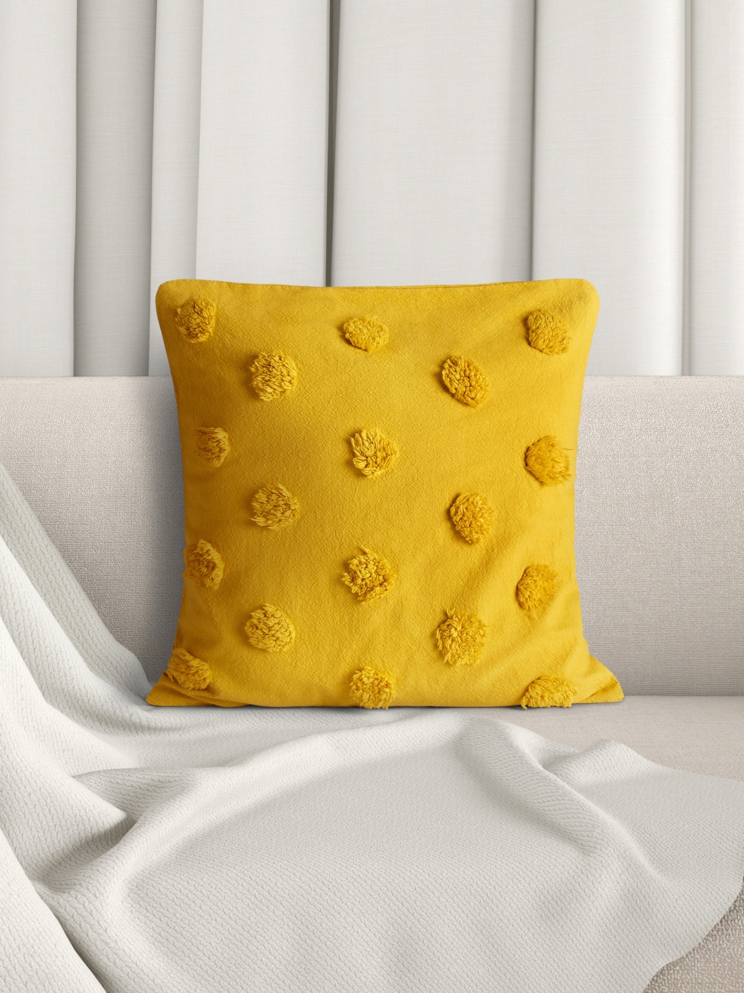 

Living scapes by Pantaloons Yellow Striped Square Cushion Covers