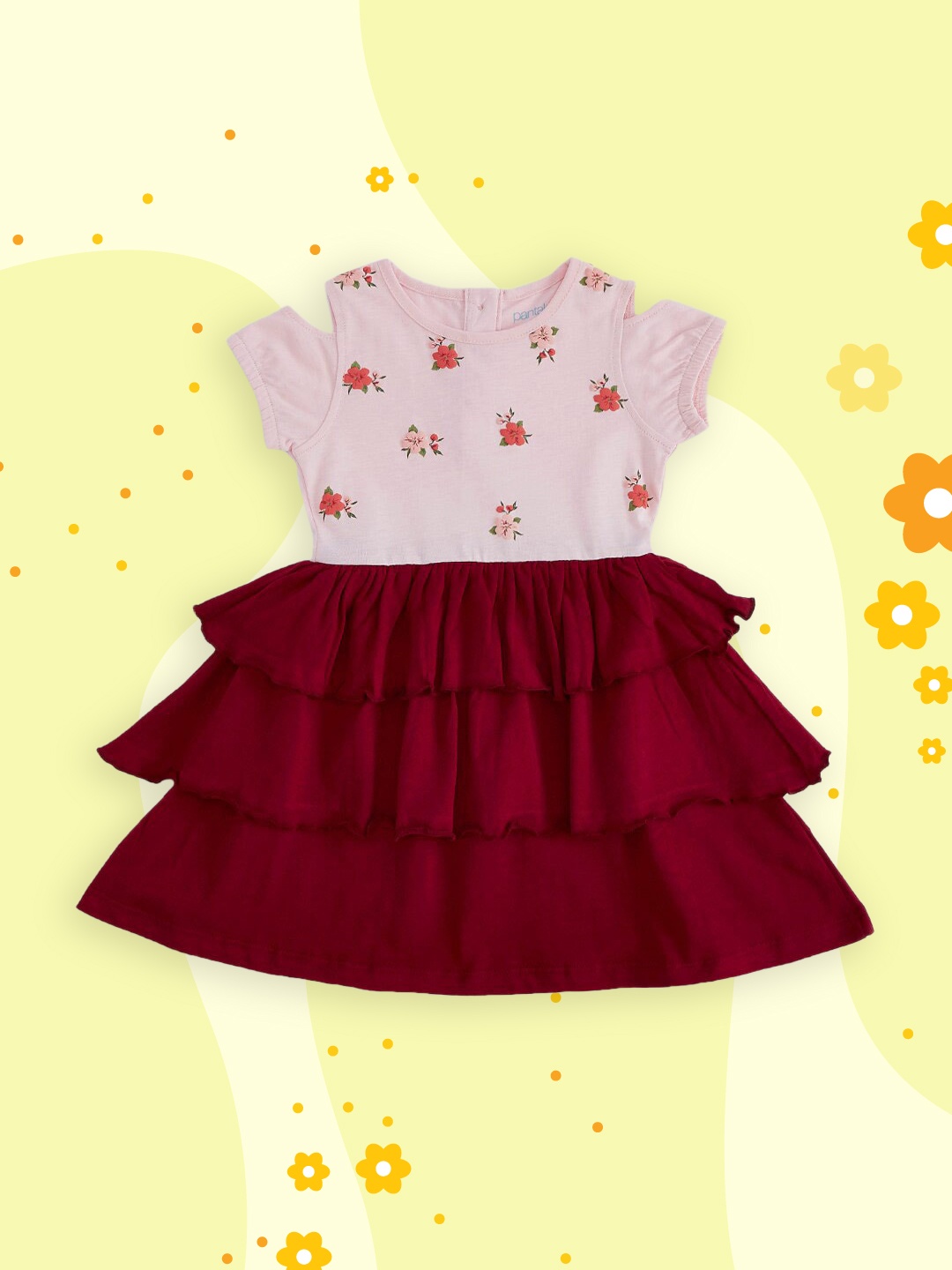 

Pantaloons Baby Infant Girls Pink Floral Pure Cotton Fit & Flare Dress