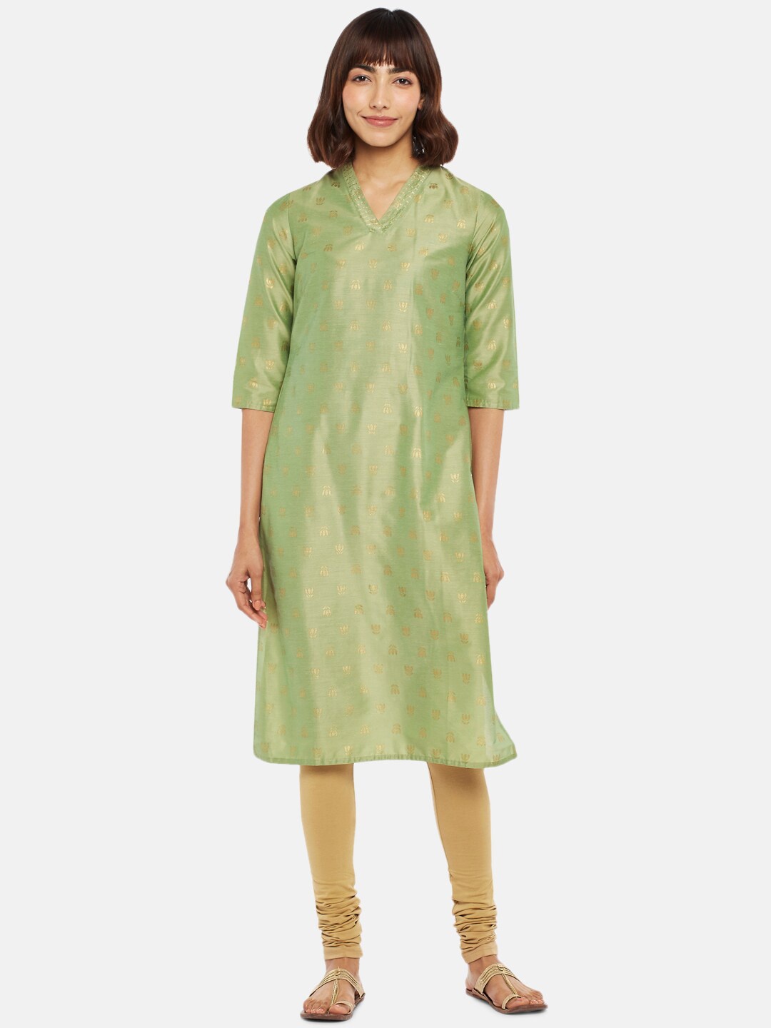 

RANGMANCH BY PANTALOONS Women Green Woven Design Kurta