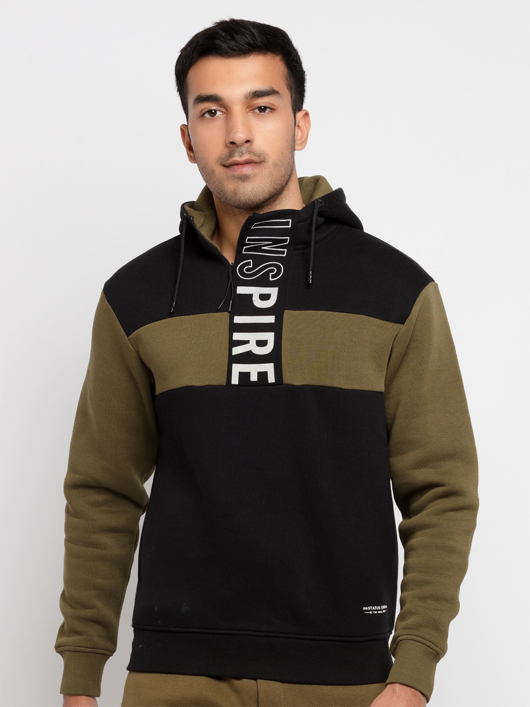 

Status Quo Men Black Colourblocked Sweatshirt