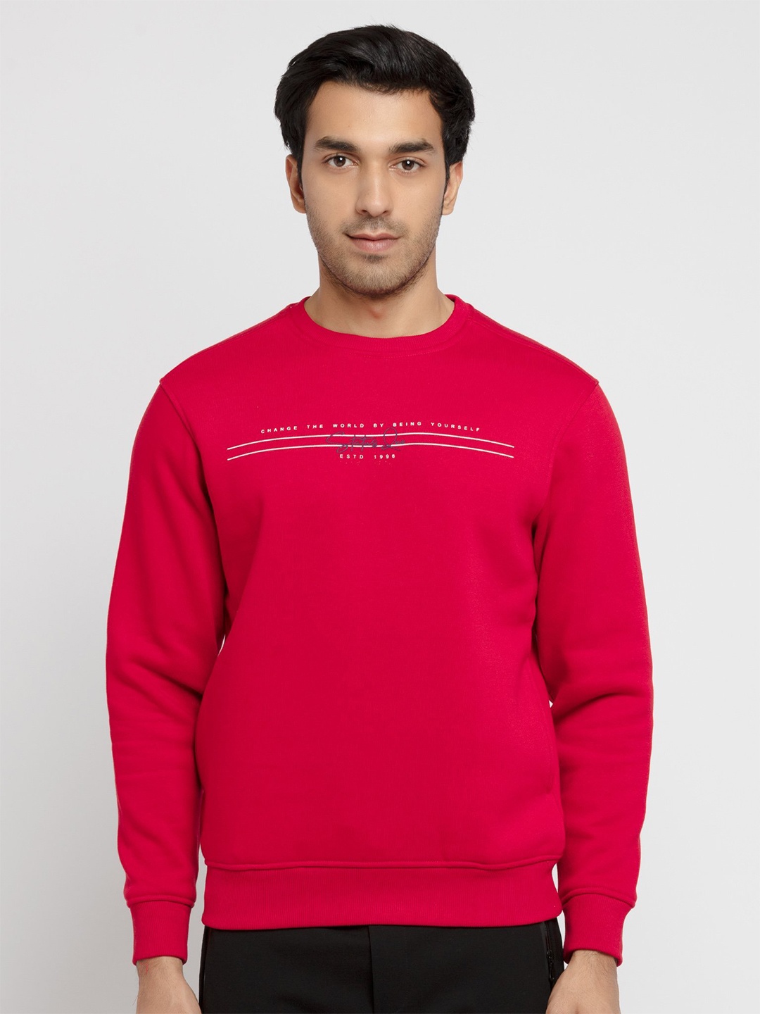 

Status Quo Men Red Printed Sweatshirt