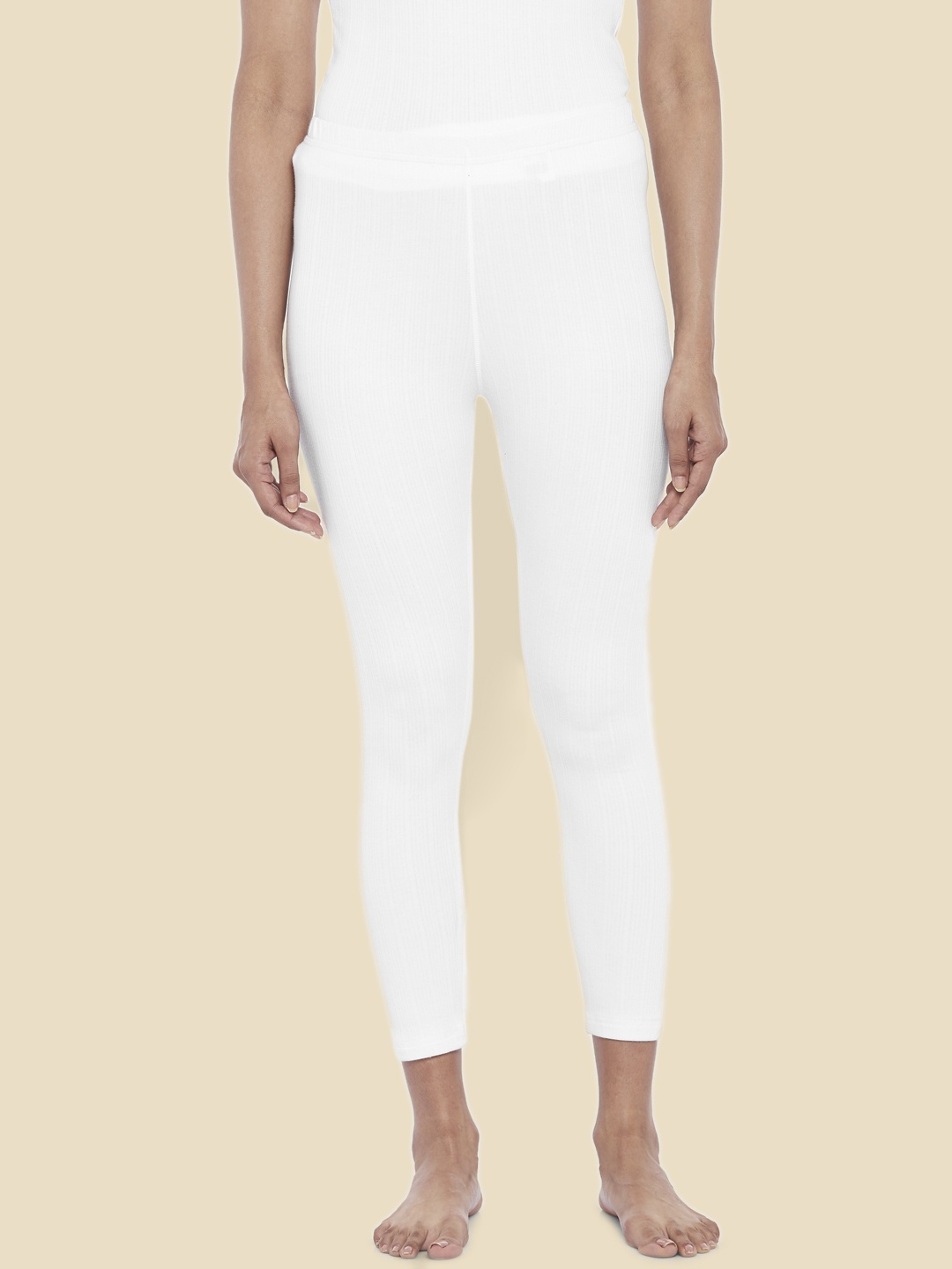 

Dreamz by Pantaloons Women Off White Solid Ankle Length Legging
