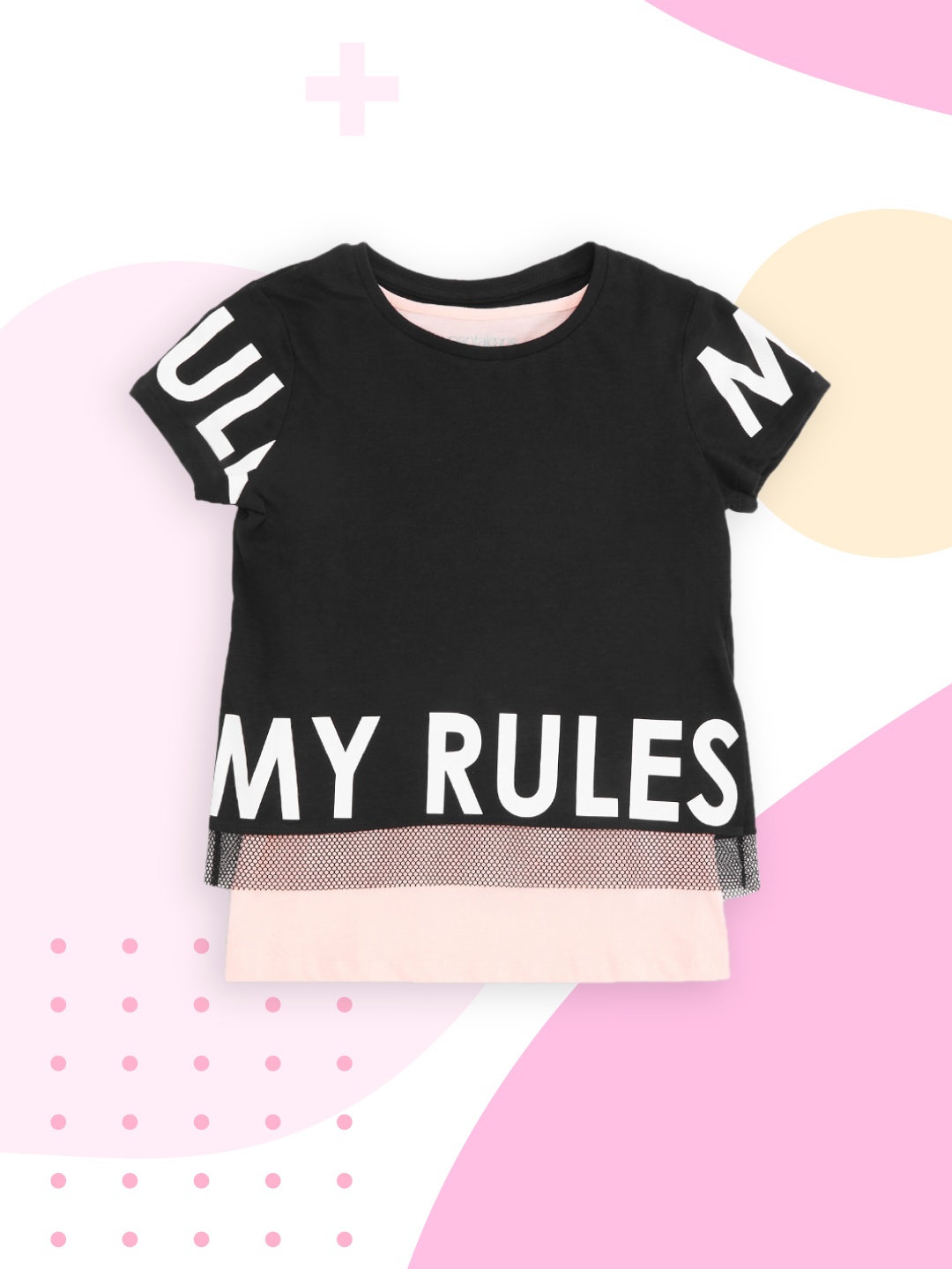 

Pantaloons Junior Girls Black Printed Pure Cotton T-shirt