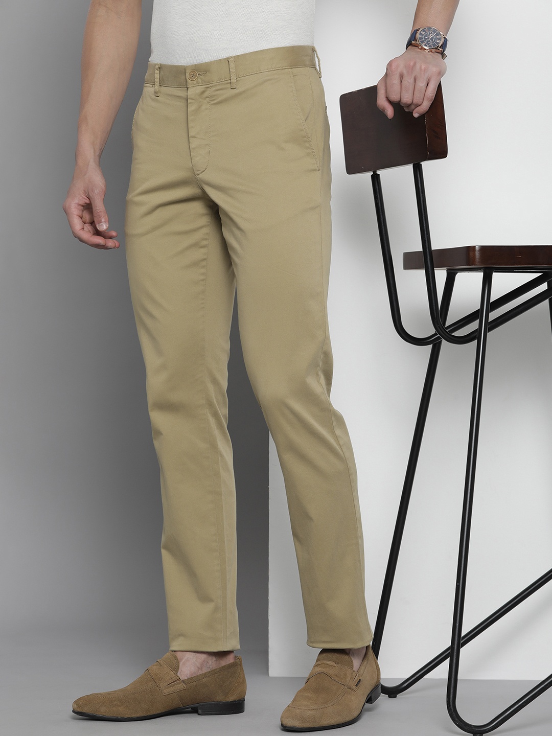 

Tommy Hilfiger Men Smart Casual Mid-Rise Trousers, Khaki