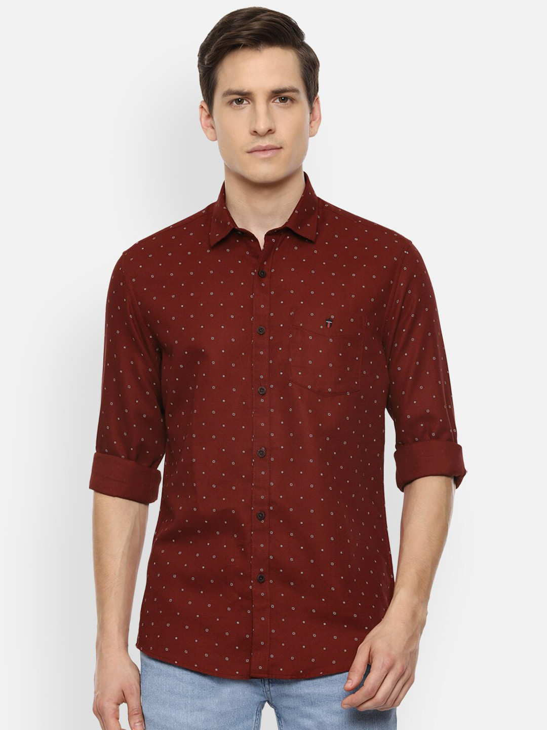 

Louis Philippe Sport Men Maroon Slim Fit Printed Cotton Casual Shirt
