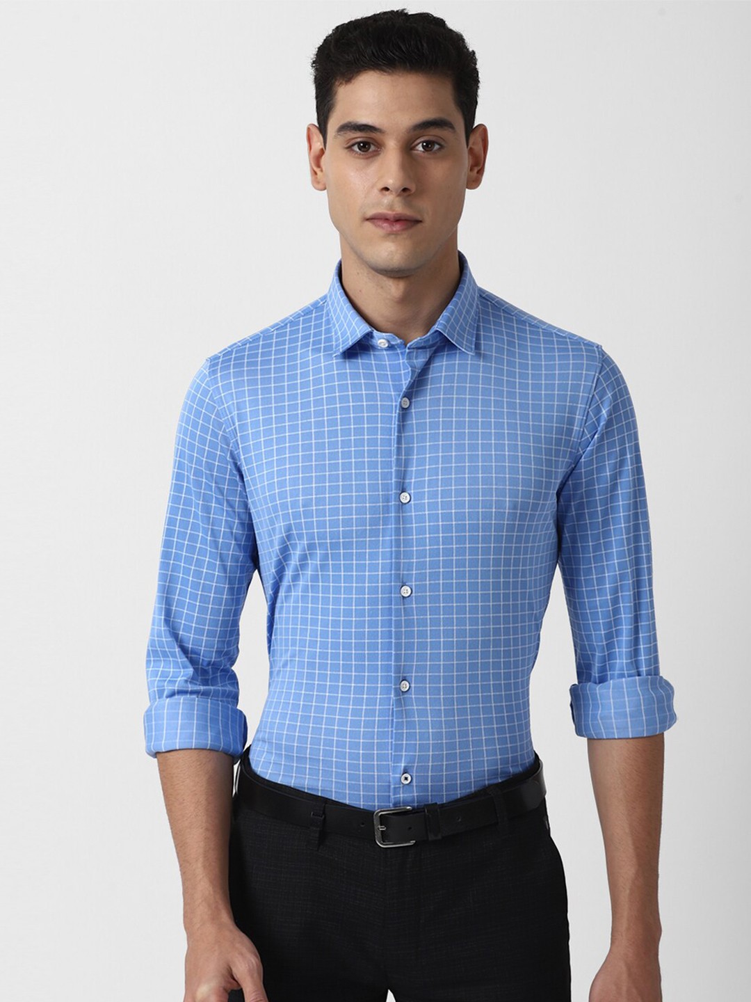 

Louis Philippe Sport Men Blue Slim Fit Windowpane Checked Casual Shirt