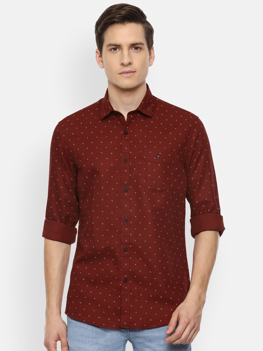 

Louis Philippe Sport Men Maroon Slim Fit Printed Cotton Casual Shirt