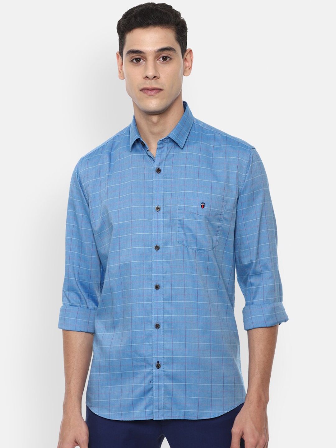 

Louis Philippe Sport Men Blue Slim Fit Checked Cotton Casual Shirt