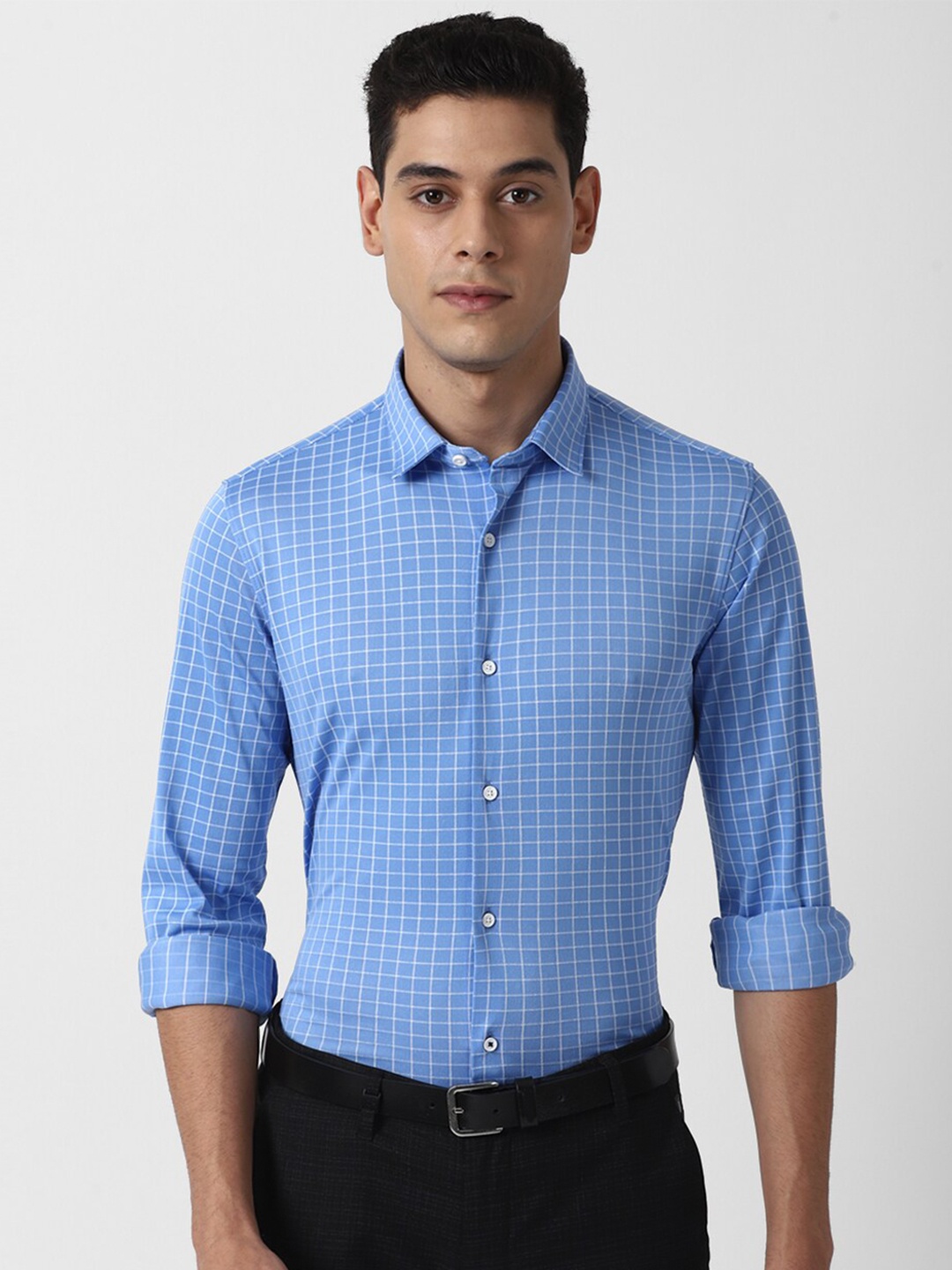 

Louis Philippe Sport Men Blue Slim Fit Windowpane Checked Casual Shirt